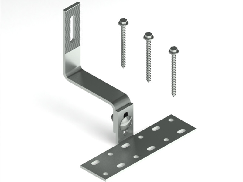 Adjustable solar tile roof hook